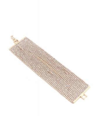 Wide Rhinestone Bracelet BL330011 Gold CL